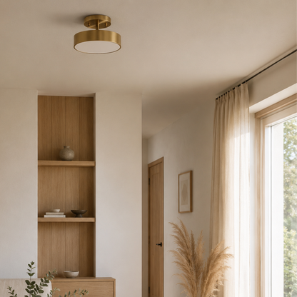 Moderne Nordische Runde Kupfer LED Deckenleuchte