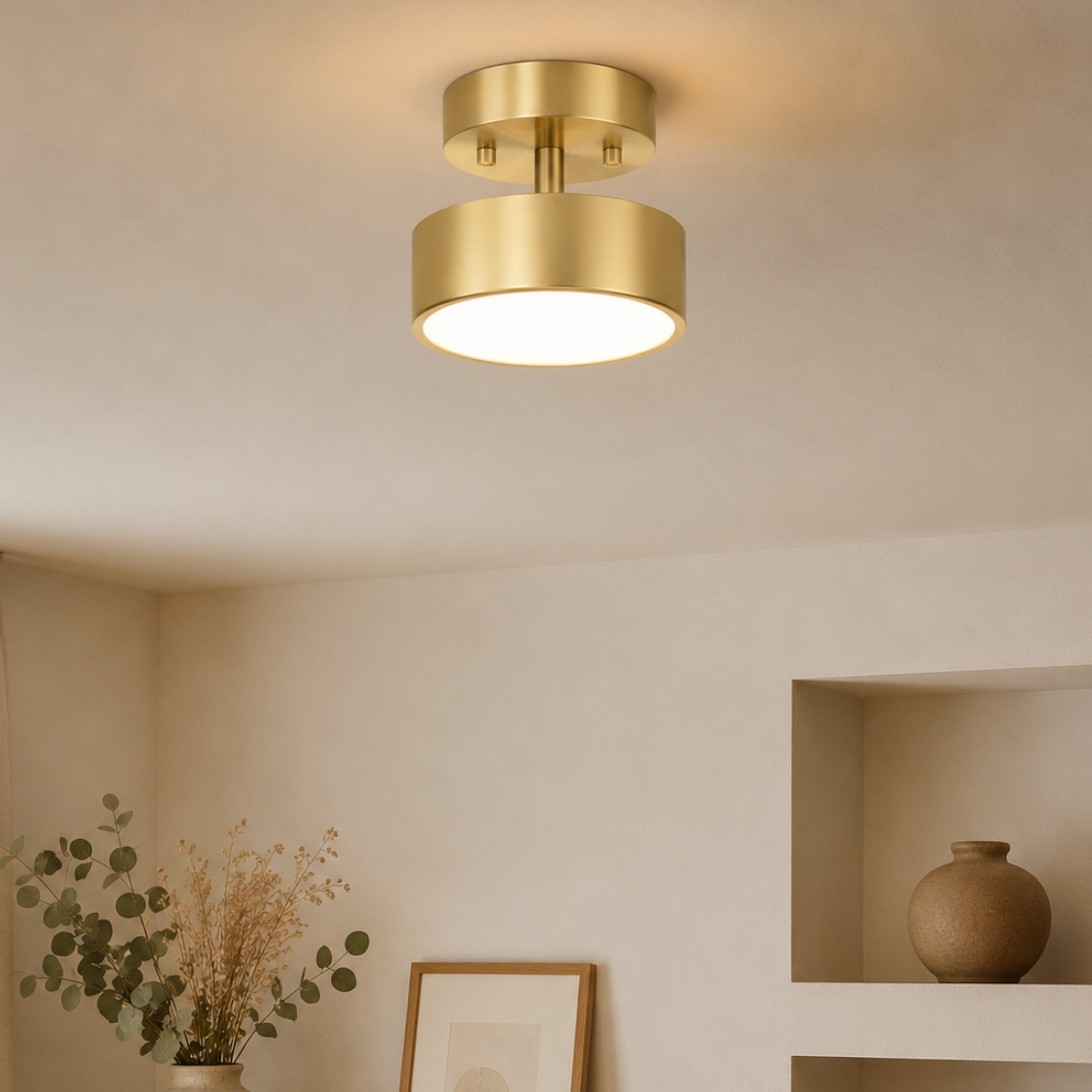 Moderne Nordische Runde Kupfer LED Deckenleuchte