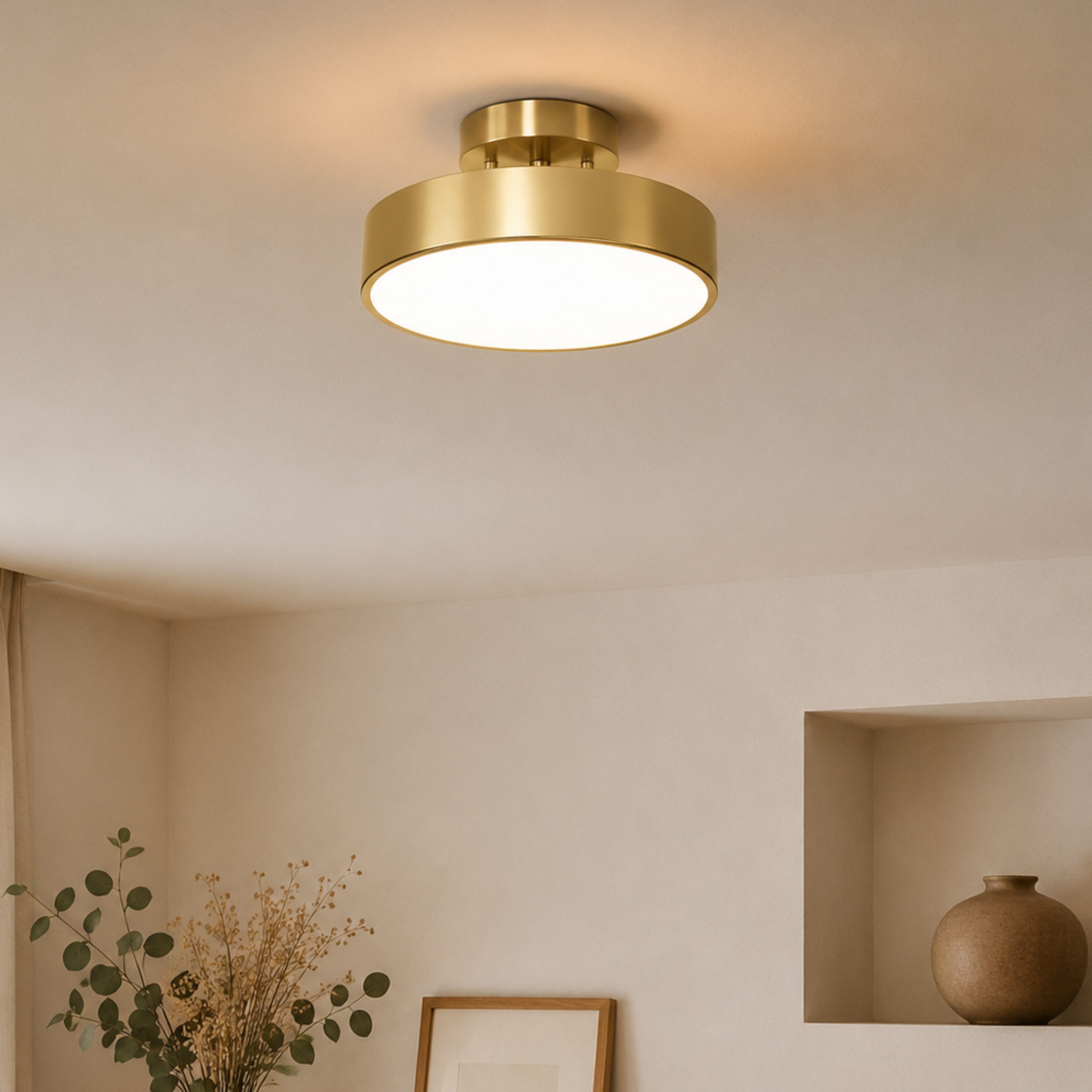 Moderne Nordische Runde Kupfer LED Deckenleuchte