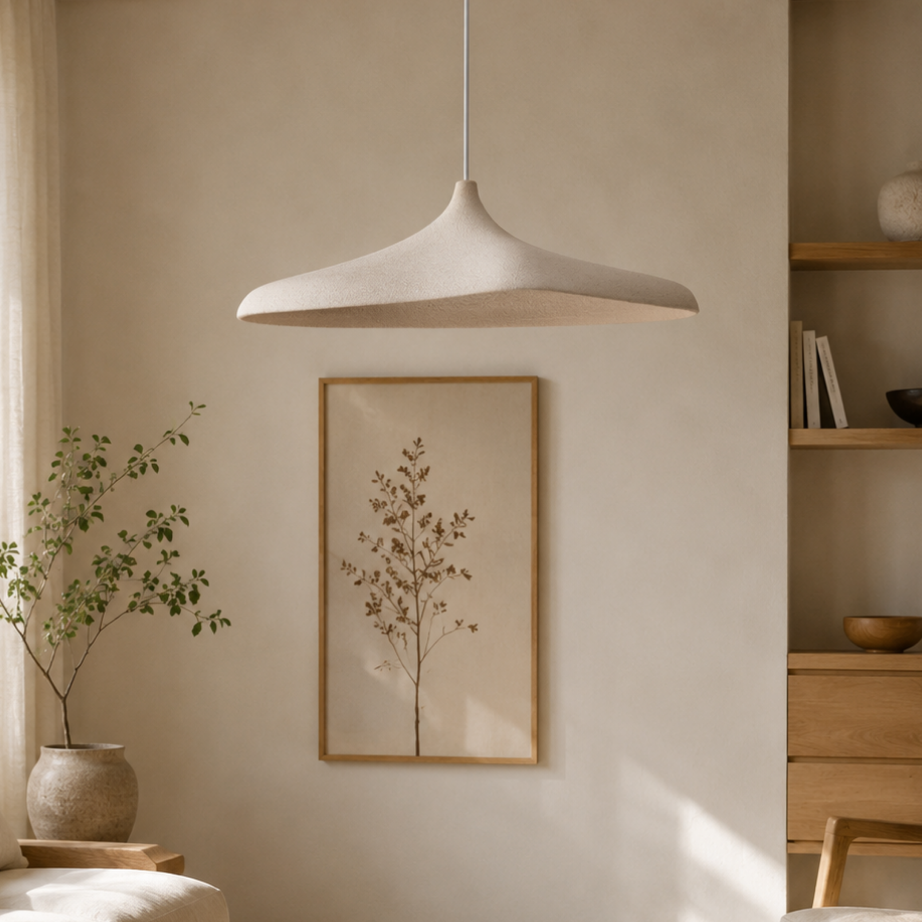 Japanische Wabi-Sabi Papier LED Pendelleuchte