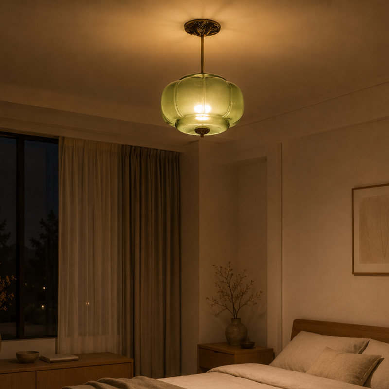 Eldio Grünglas Semi Flush Deckenleuchte