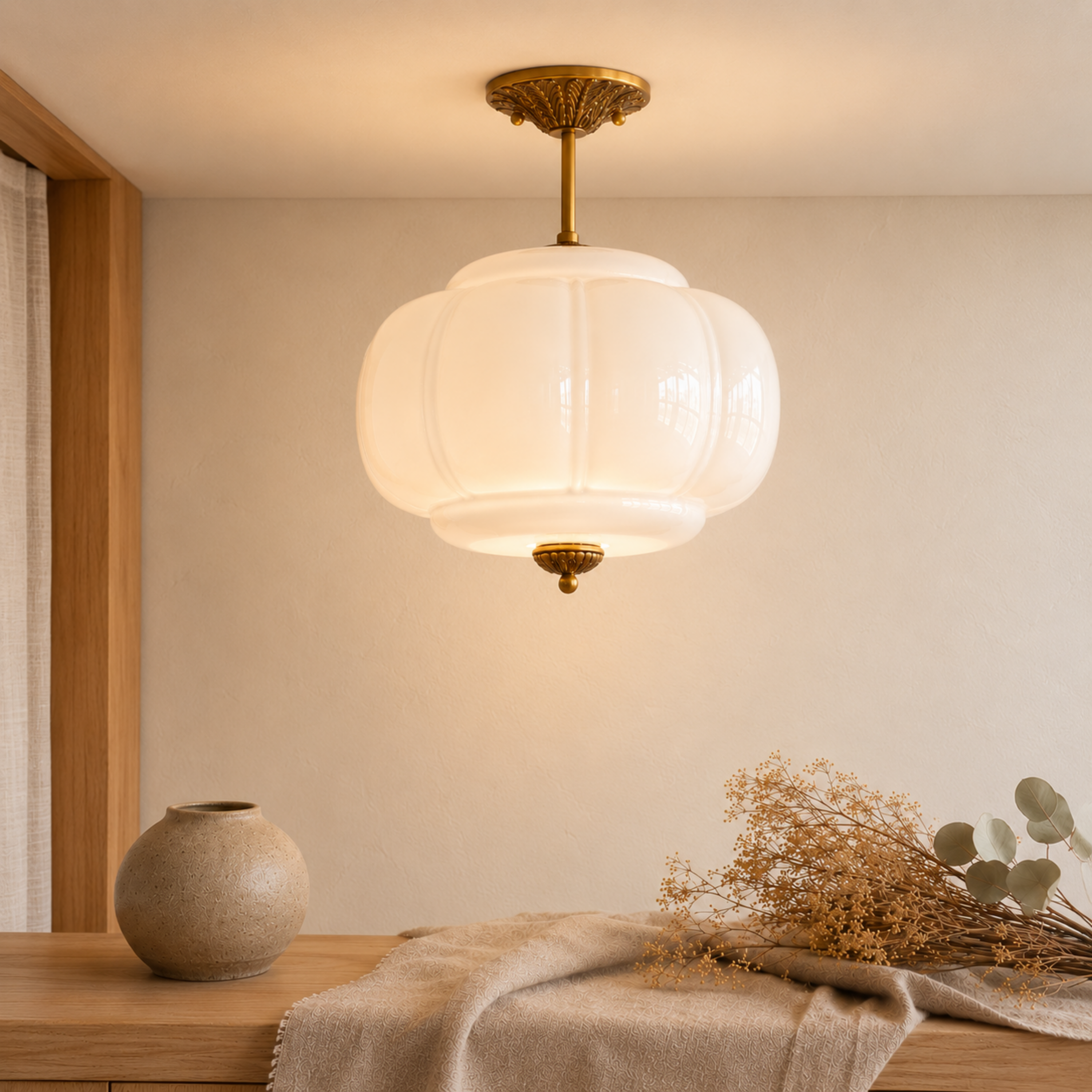 Eldio Grünglas Semi Flush Deckenleuchte
