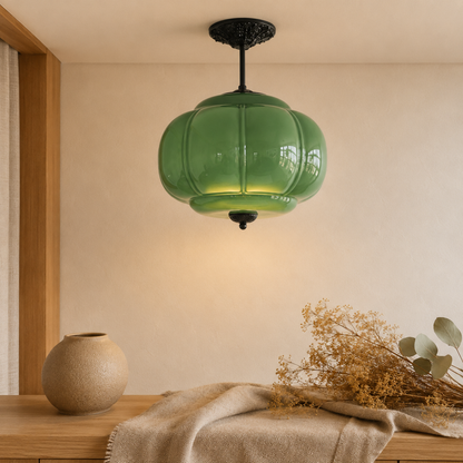 Eldio Grünglas Semi Flush Deckenleuchte