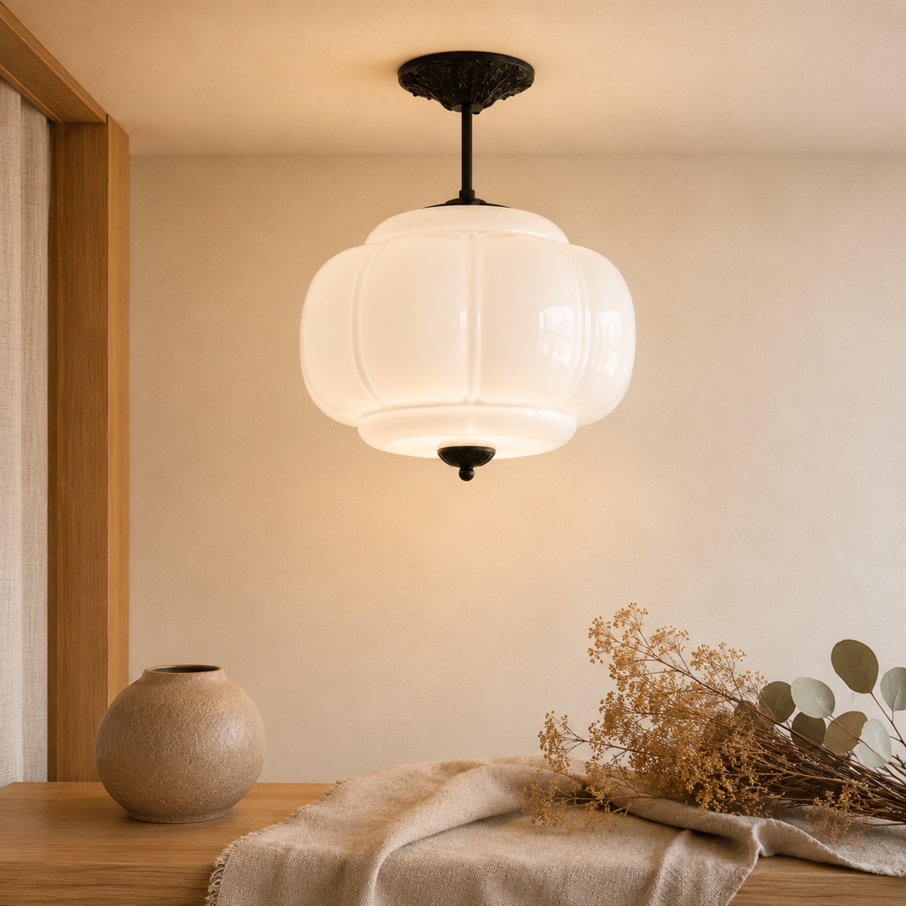 Eldio Grünglas Semi Flush Deckenleuchte