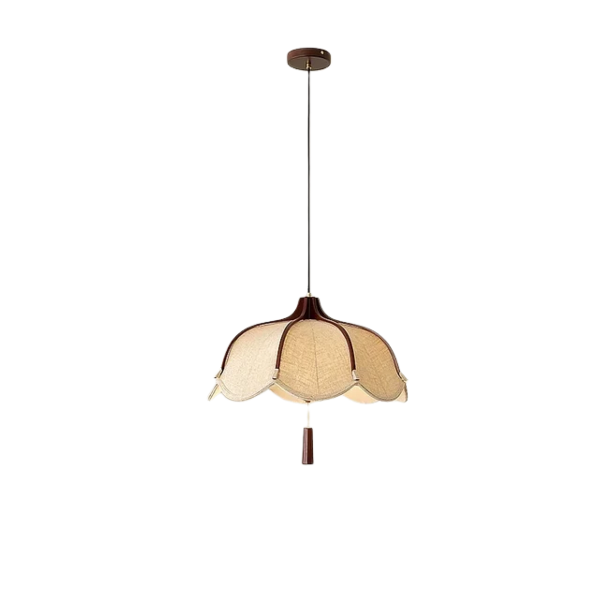 Elegante Holz-Stoff LED-Pendelleuchte