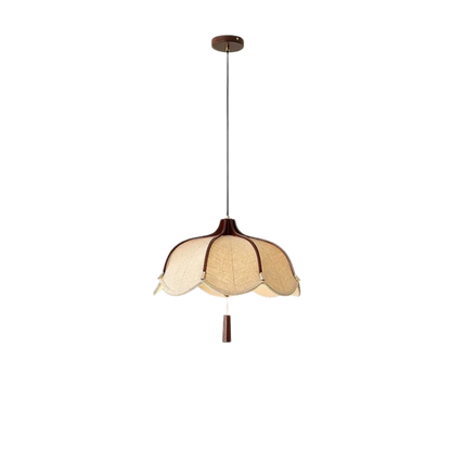 Elegante Holz-Stoff LED-Pendelleuchte