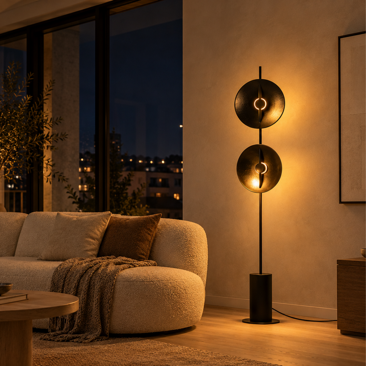 Moderne Künstlerische Doppelkreis Stehlampe