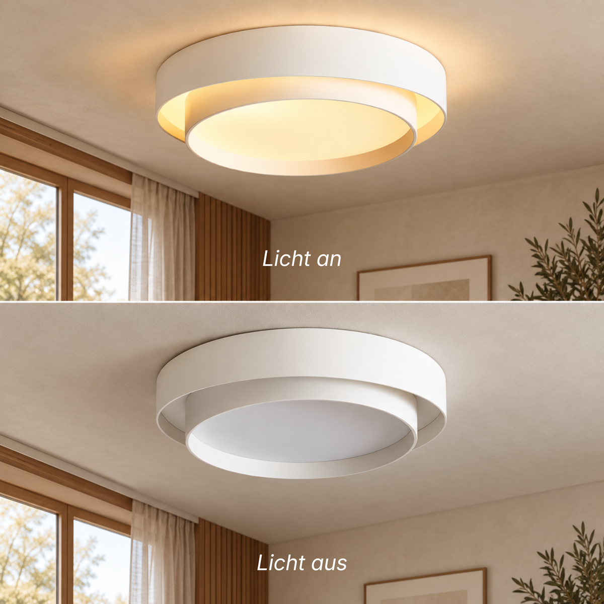 Asymmetrische LED Deckenleuchte mit Ringdesign