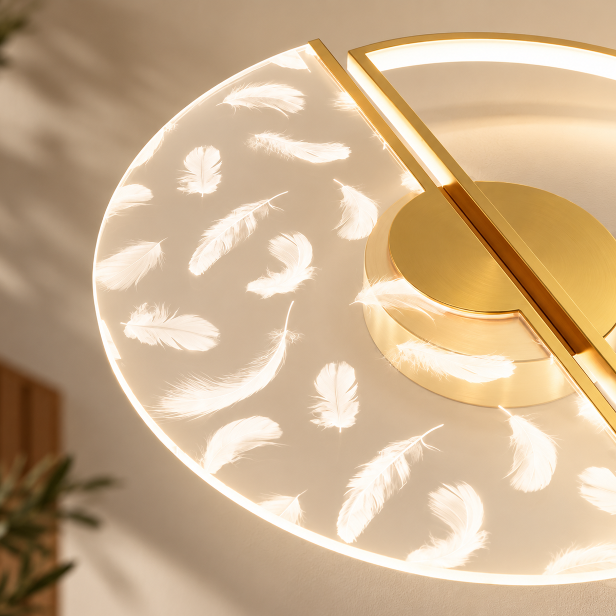 Stilvolle LED-Deckenleuchte mit Federdesign