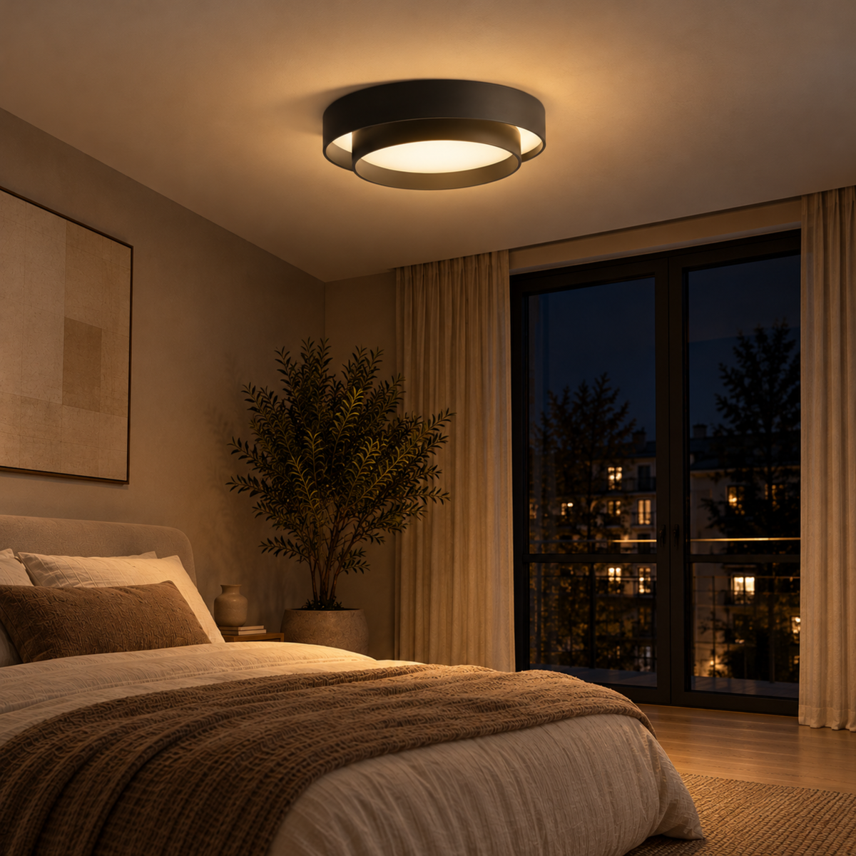 Asymmetrische LED Deckenleuchte mit Ringdesign