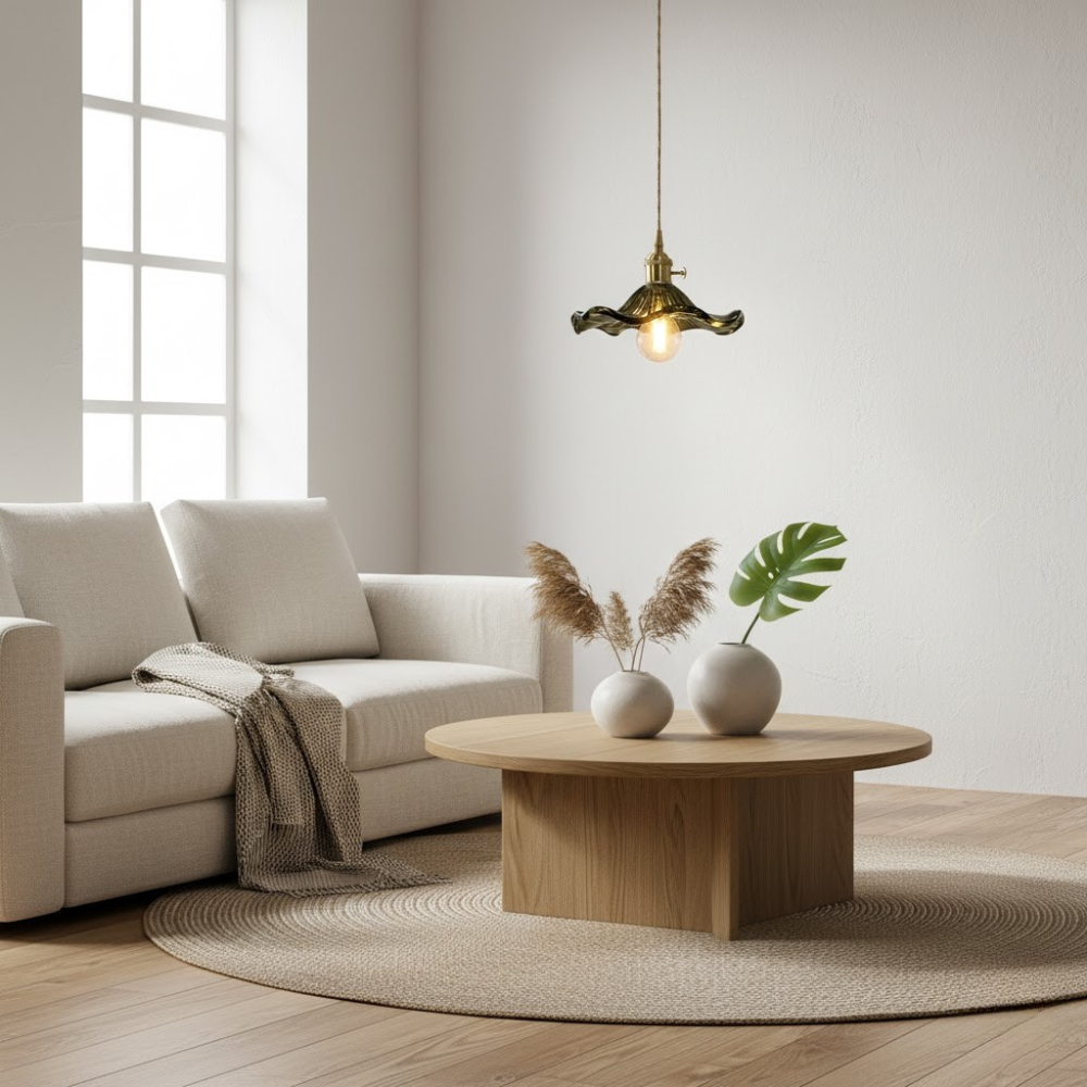 Vintage Glas & Kupfer Hängeleuchte