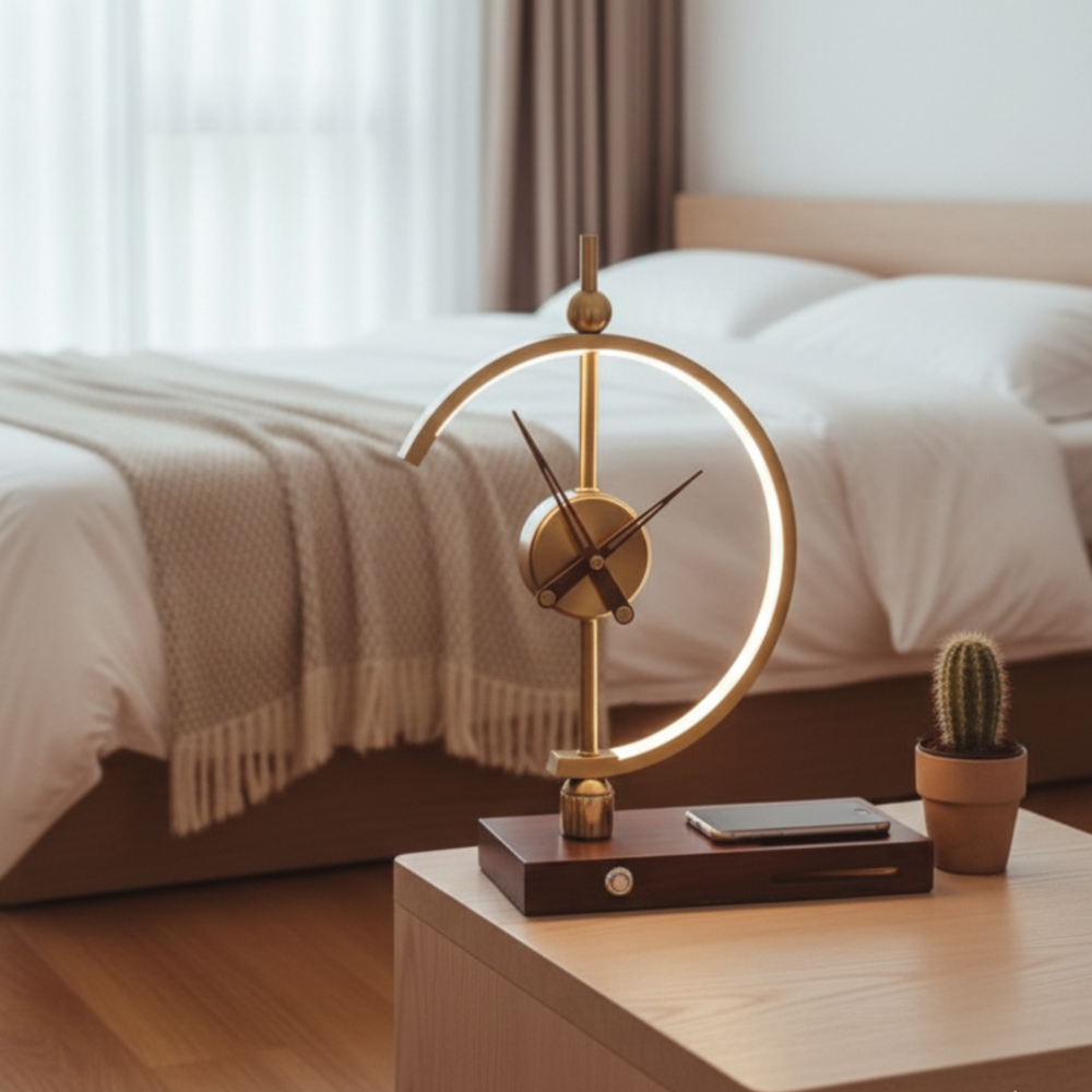 Moderne Tischlampe im Uhrendesign