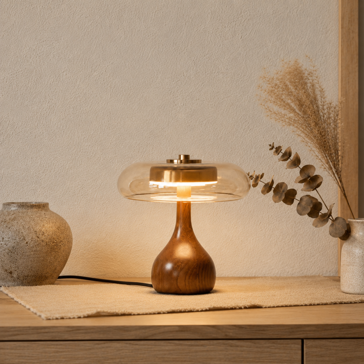 Elegante Glas LED Tischlampe