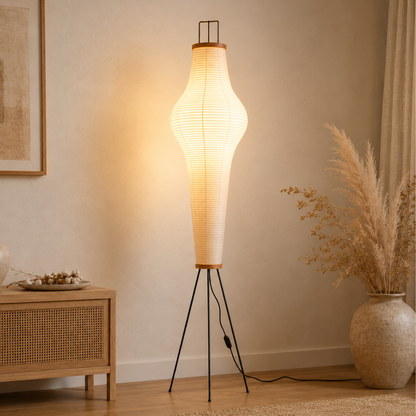 Japanische Wabi-Papier Dreibein Stehlampe